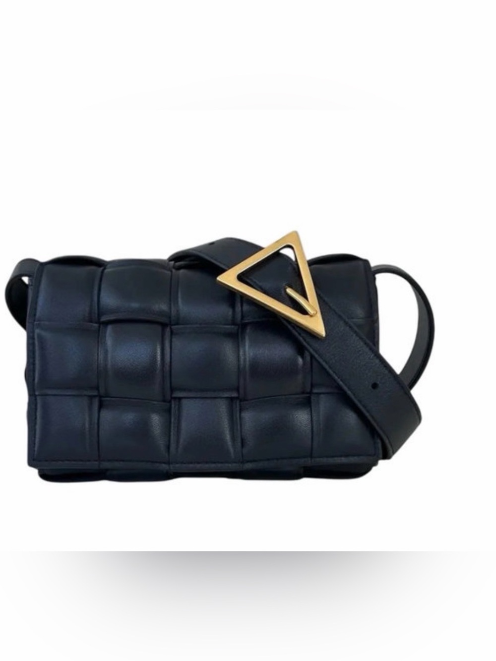 Brand new Bottega Veneta Nappa Maxi Intrecciato Padded Cassette Bag in Dark Blue